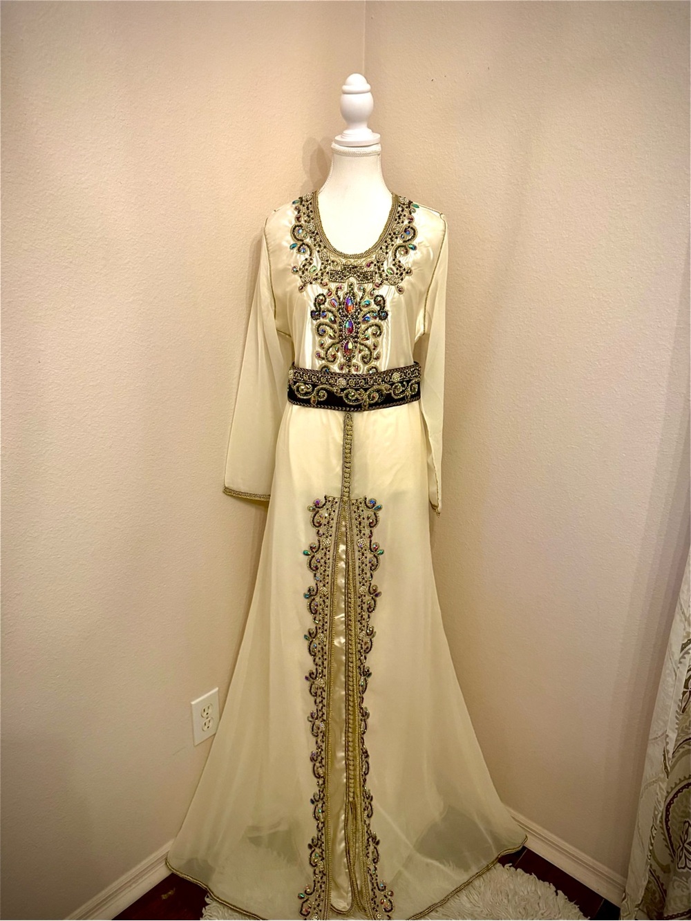 Moroccan kaftan Designer Hand Work Dubai Embroidered Georgette Stylish Maxi . - Picture 5 of 16